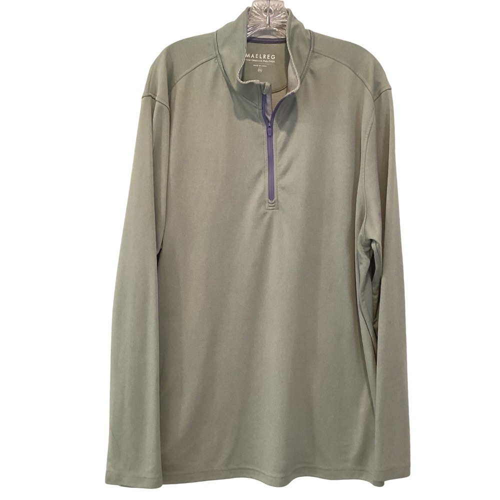 Maelreg 2XL Quarter Zip Pullover Performance Light Green Long Sleeve Shirt